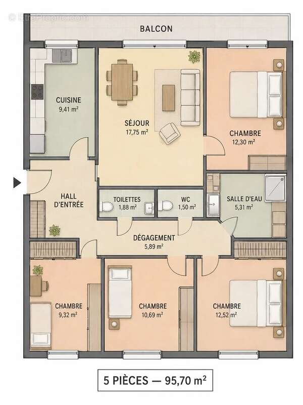 Appartement 4 / 5 pieces  97,23 m² avec 2 caves et 1 garage - photo 16