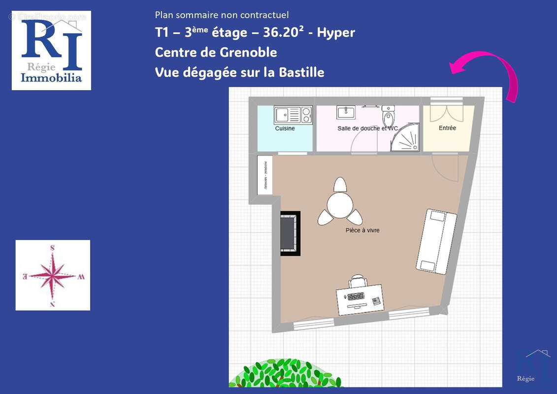 Plan sommaire non contractuel - Appartement à GRENOBLE