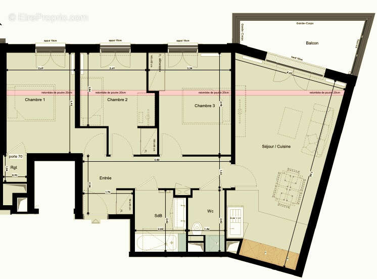 Bussy-Saint-Georges   Appartement 4 pièces 82 m2   Balcon 15 m2   Quartier Sycomore   RER A - photo 7
