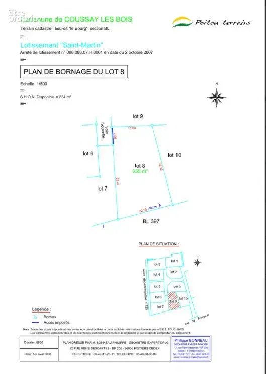Terrain viabilisé de 640 m² - COUSSAY LES BOIS - photo 3