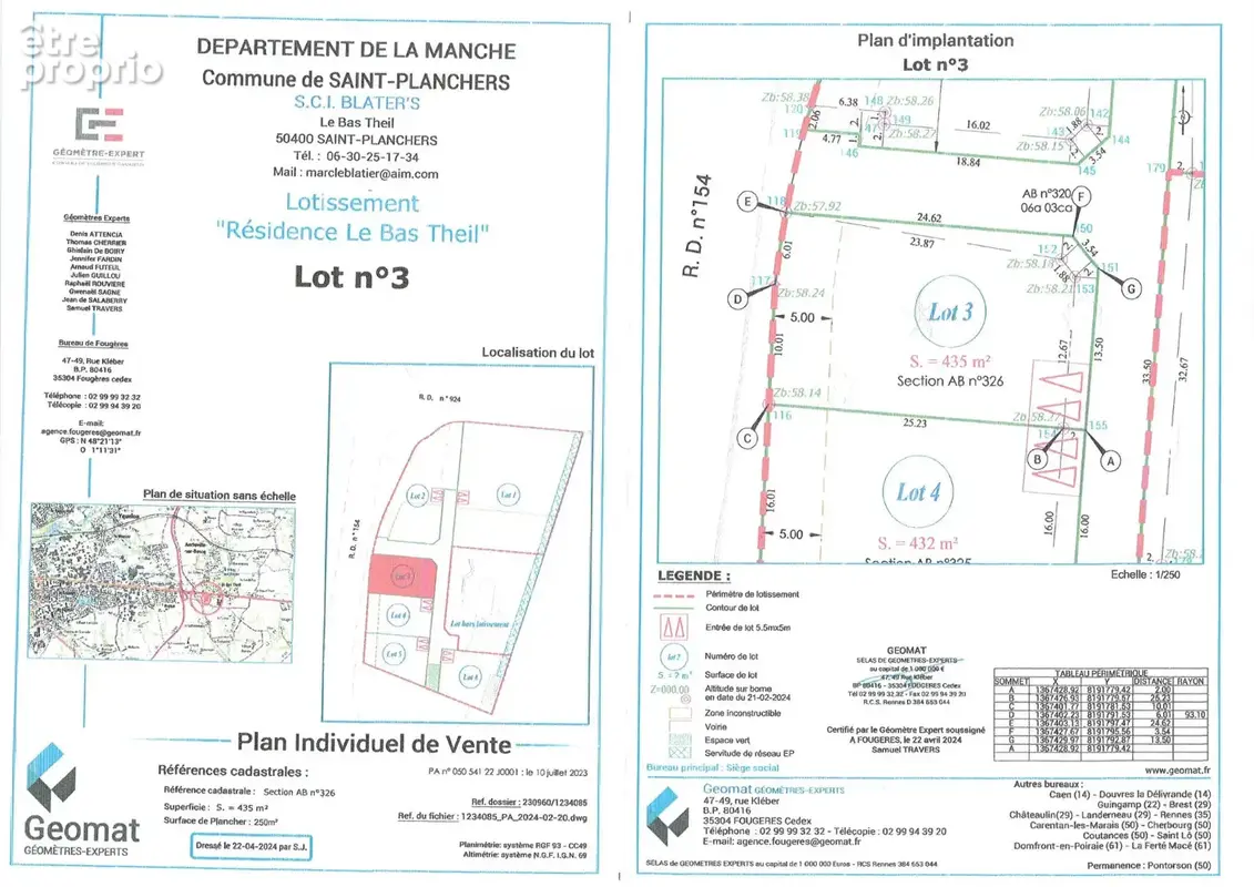À vendre terrains à bâtir viabilisés de 432 à 435 m² à Saint-Planchers - photo 4