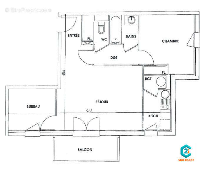 Appartement à LAVERNOSE-LACASSE