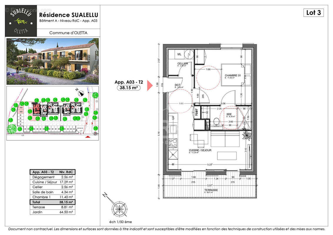 Appartement neuf T2 en rez-de-jardin à vendre à Oletta - photo 2