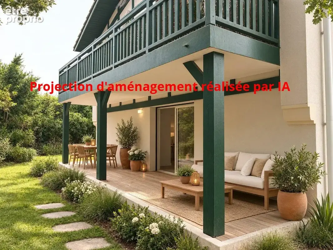 Projection aménagement de la terrasse - Appartement à VILLEFRANQUE