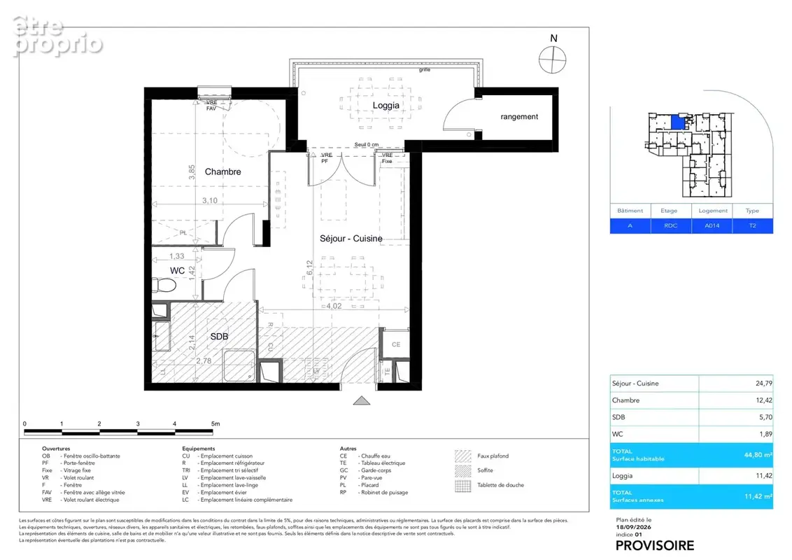 Grand T2 de 45 m2 avec balcon de 8,95 m2 - photo 2