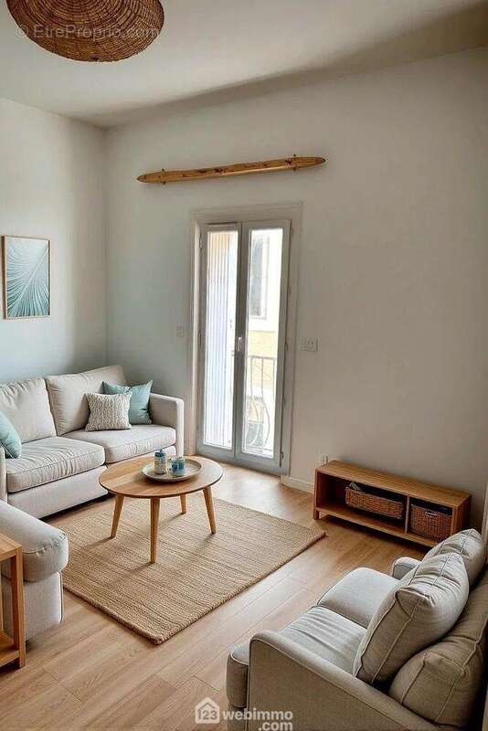 Exemple de réaménagement du salon-séjour: Image non contractruelle générée avec l'IA - Appartement à SETE