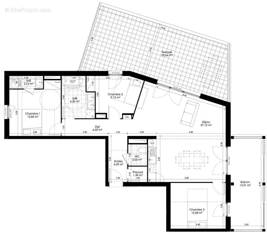 Appartement à DONVILLE-LES-BAINS