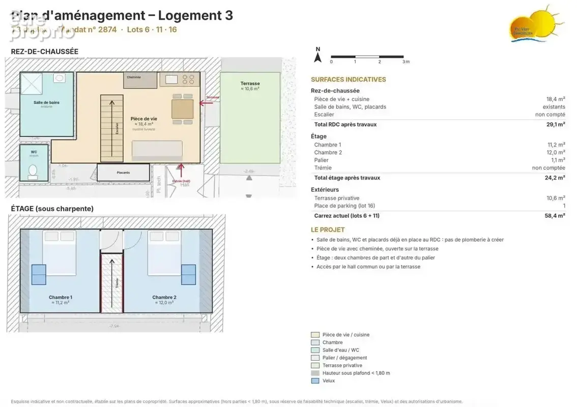 Deux Plateaux en duplex de 58,4 m² Carrez - photo 2