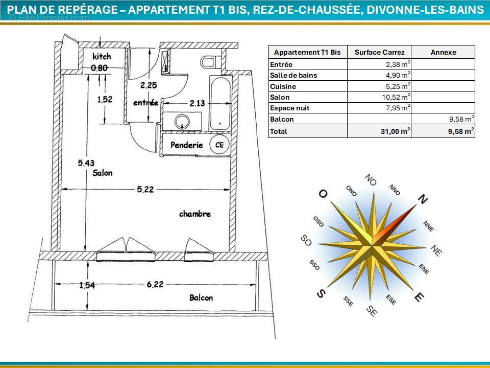 Studio (t1 bis) 31m2 - terrasse & parking privatif - photo 13