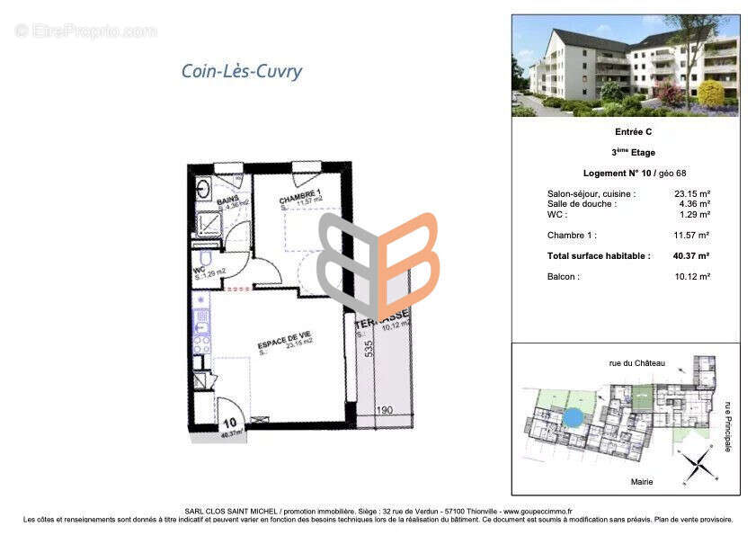 Appartement 40 m² à Coin-Les-Cuvry  - photo 2