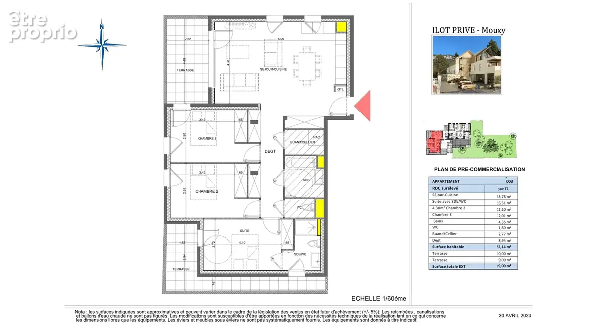 MOUXY - VEFA T4 92,14m2 avec deux terrasses - résidence neuve - photo 2