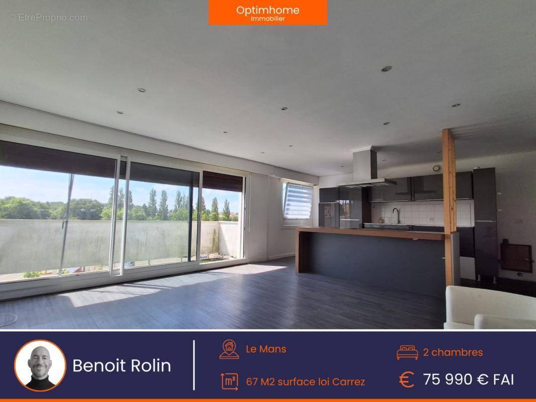 Appartement F3 de 67 m² – Grand balcon plein sud – Idéal investissement locatif - au Mans (72) - photo 1