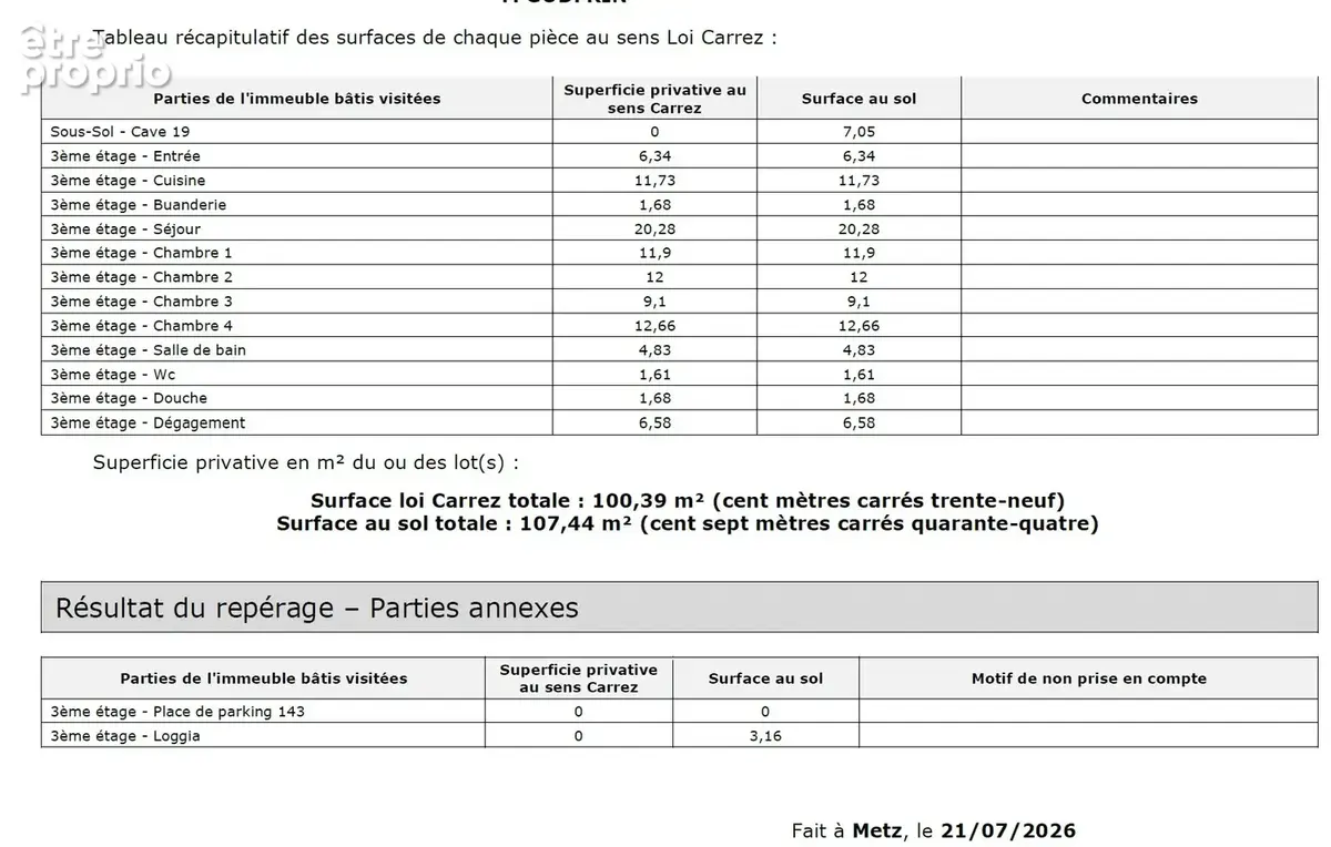 Appartement de 100m2 // 3 ch // cave // 1 place parking // av strasbourg metz - photo 15