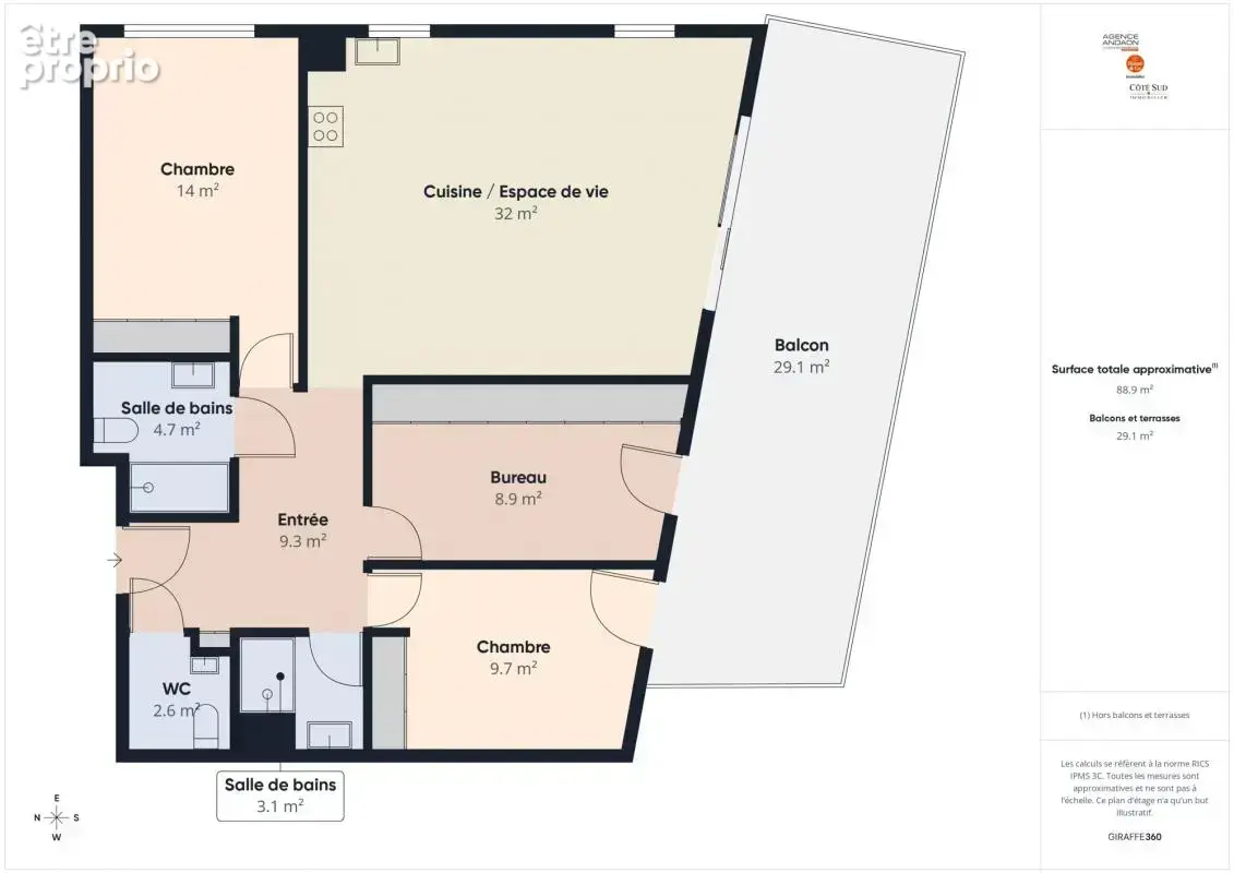 Appartement Villeneuve Les Avignon 4 pièce(s) 89m2 - photo 2