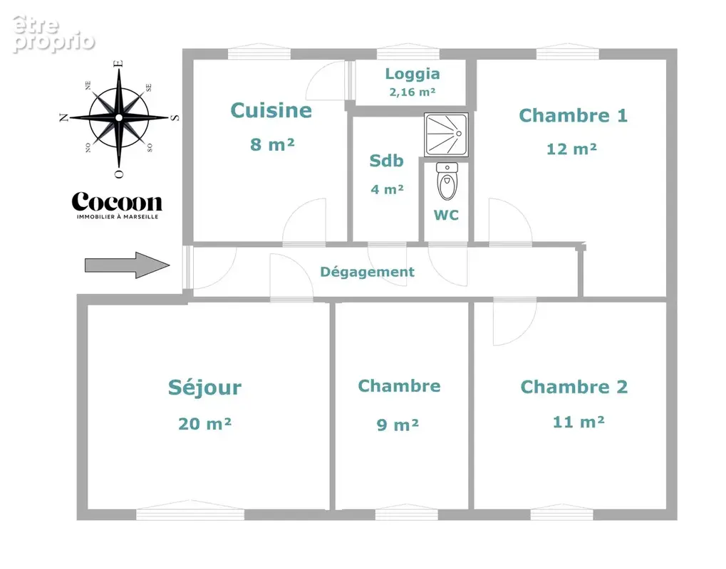 MONTOLIVET. Grand T3/4 de 72 m². - photo 10
