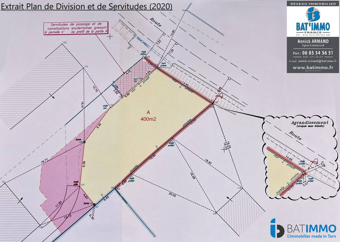 Extrait Plan de Division et de Servitudes - Terrain à ALBI