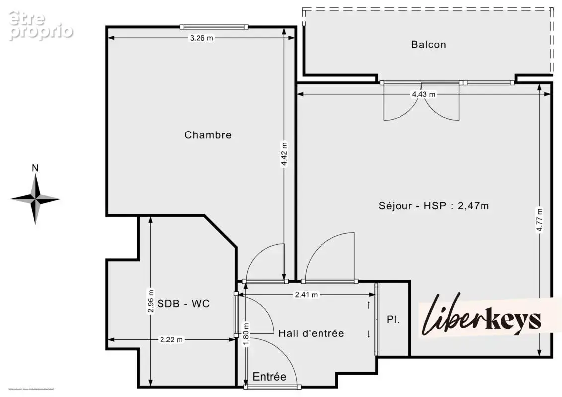 Appartement - 2 pèces - Balcon - Parking - photo 8