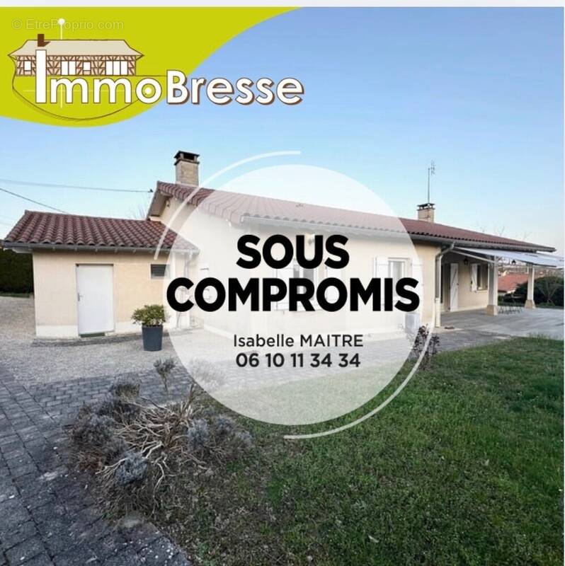 Façade OUEST : 146 m² habitables, 1 193 m² de terrain clos - Maison à ROMENAY