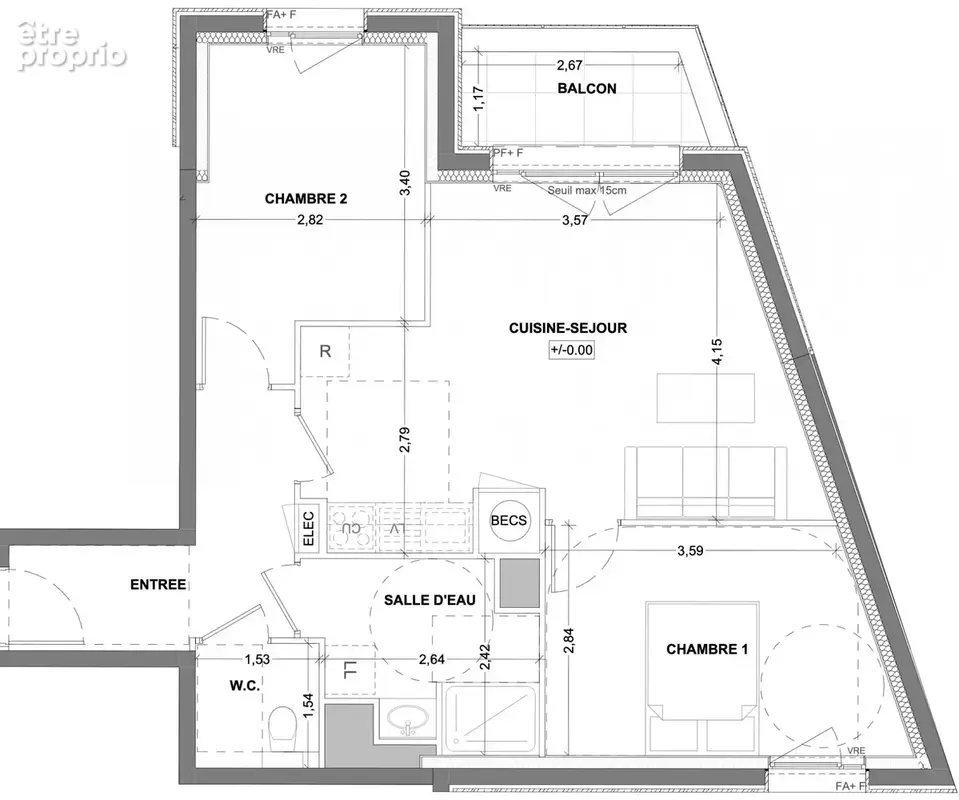 Appartement 3 pièces 59 m² à vendre à Saint-Malo (35400) - photo 2