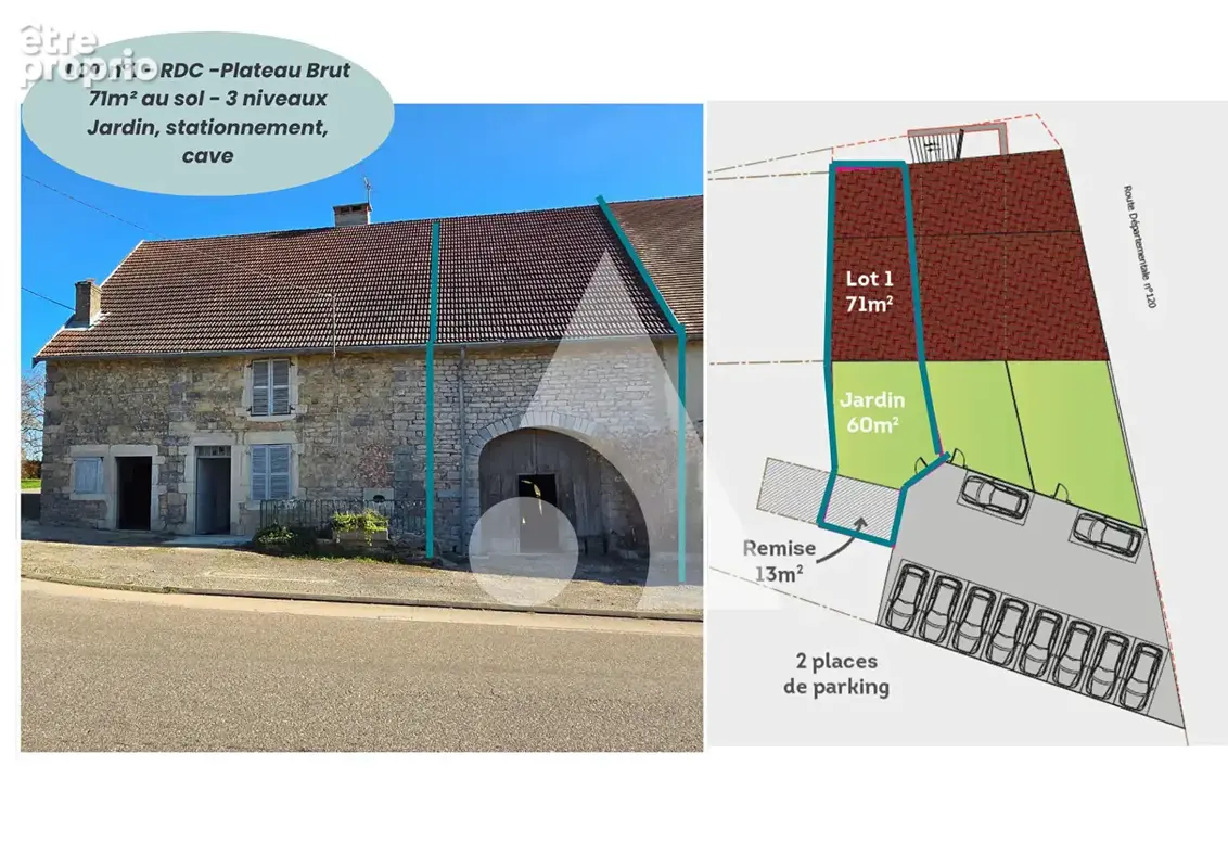 Maison appartement à réhabiliter - jardin - stationnements - cave - remise - St Germain les Arlay - photo 11