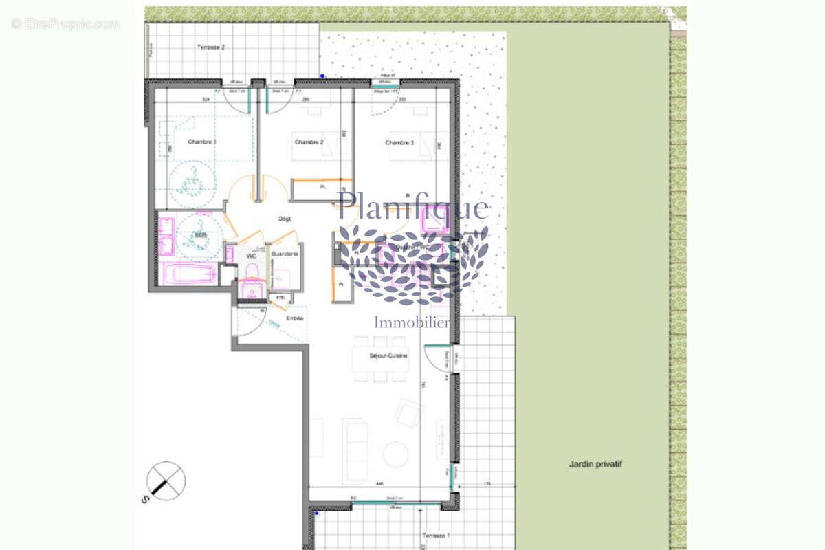 Appartement T4 avec jardin et terrasses au rez-de-chaussée à Ornex - photo 8