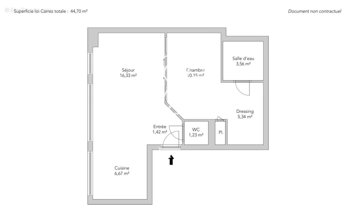 Paris 16e - PASSY / TOUR - Grand studio esprit 2 pièces - 44,70m² Carrez - 1 chambre avec verrière - photo 11