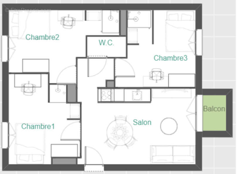 Plan de l'appartement une fois rénové