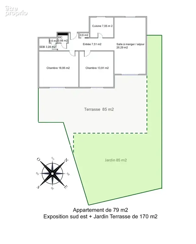 Appartement 3 pièces 79m2 terrasse/jardin 170m2 - photo 17