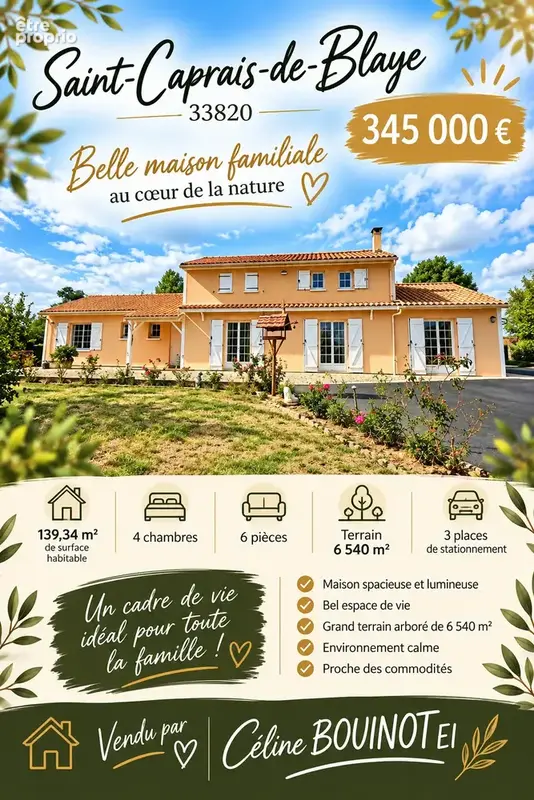 Maison à SAINT-CAPRAIS-DE-BLAYE