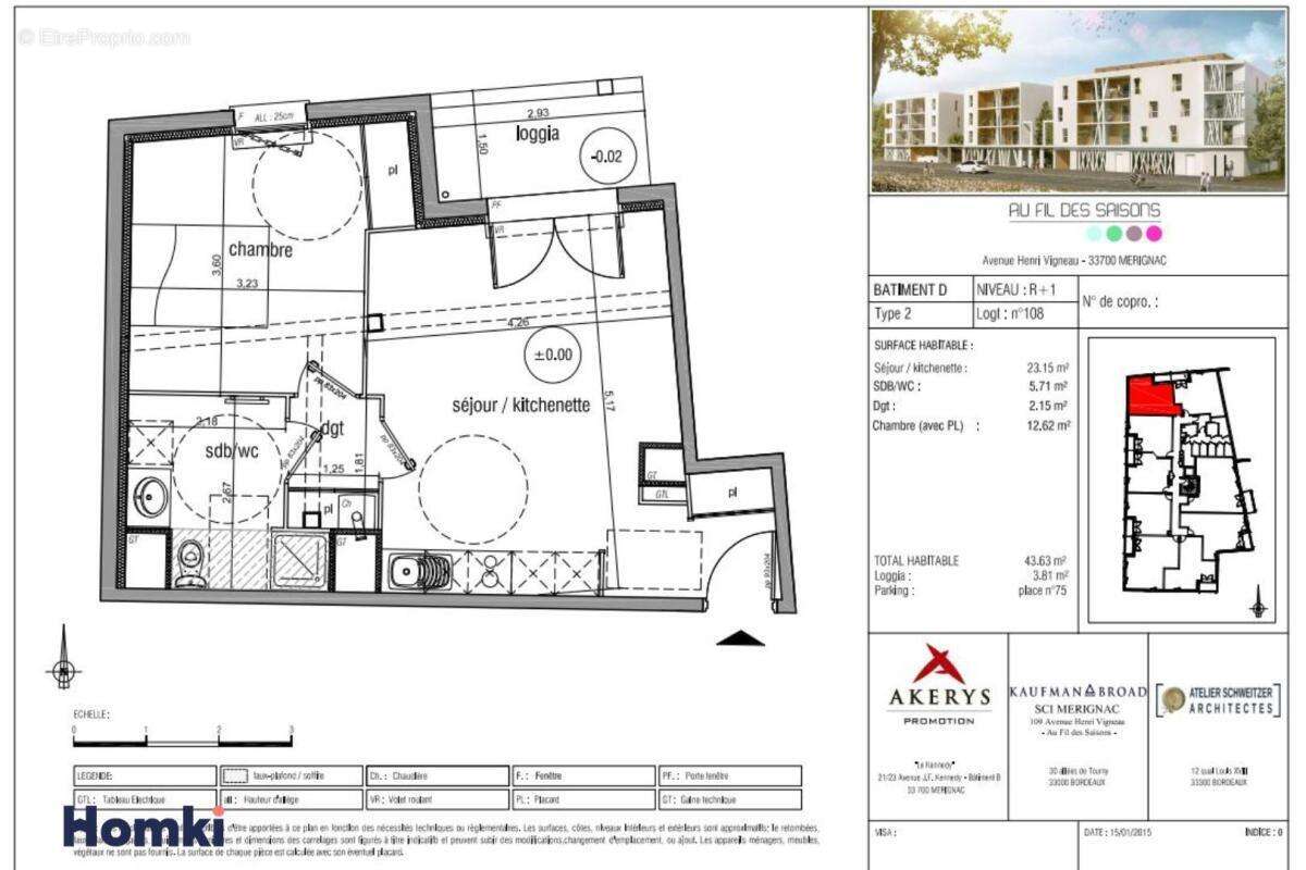 Appartement T2 de 44 m² à Mérignac 33700, Avenue Henri Vigneau - photo 2