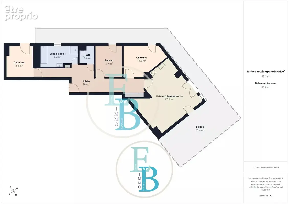Bel appartement t4 avec terrasse - 87m²- colombelles - photo 20