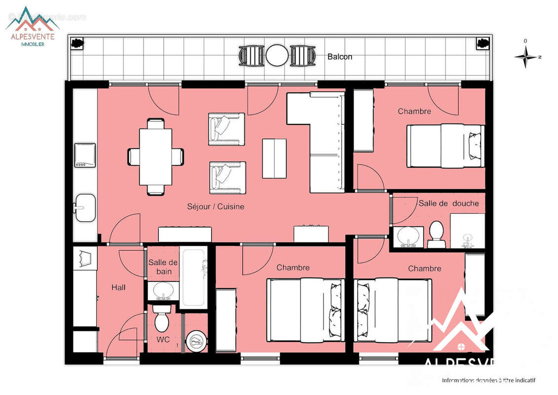 plan_appartement_3chambres_balcon_parking_stjeand'aulps_alpesvente - Appartement à SAINT-JEAN-D'AULPS