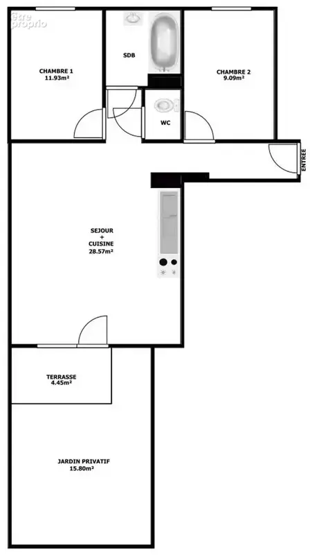 Clichy - 3 pieces - jardin / terrasse - 499.000  fai - photo 6