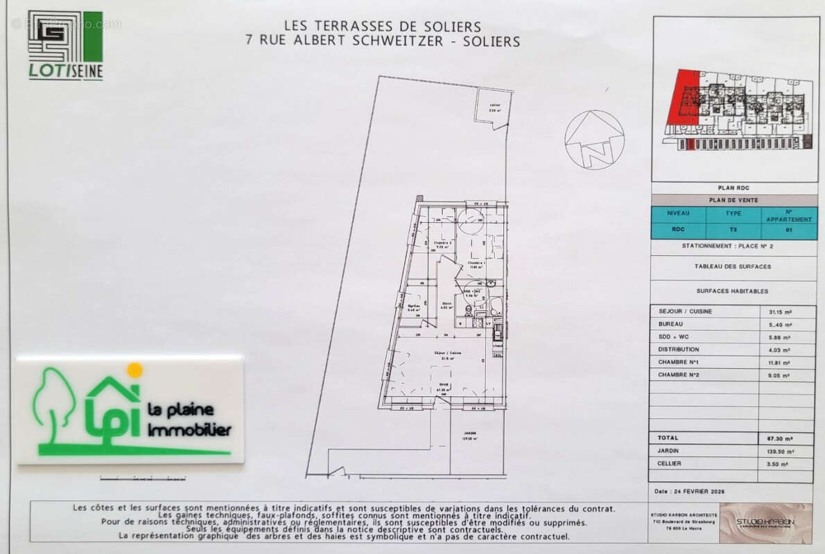A  RESERVER beau T3  de 67,30m² avec jardin privatif de 139m² exposé Sud /ouest, faibles charges,  chauffage individuel, cellier - photo 2