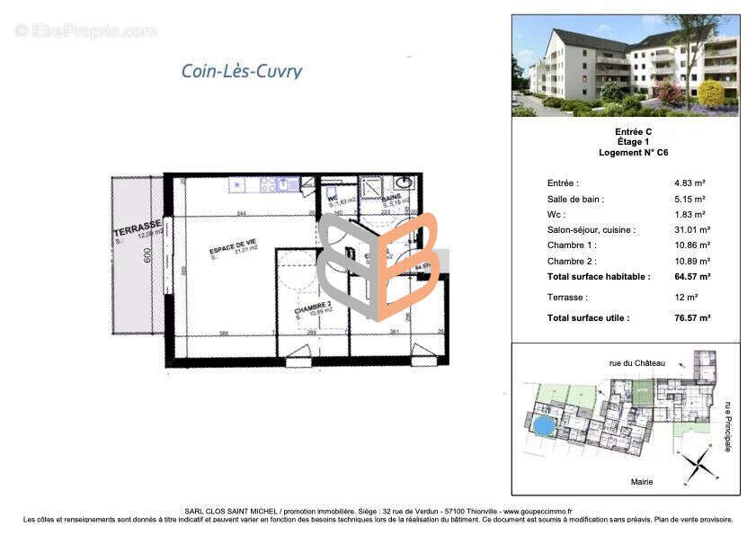 Appartement 64 m² à Coin-Les-Cuvry  - photo 3