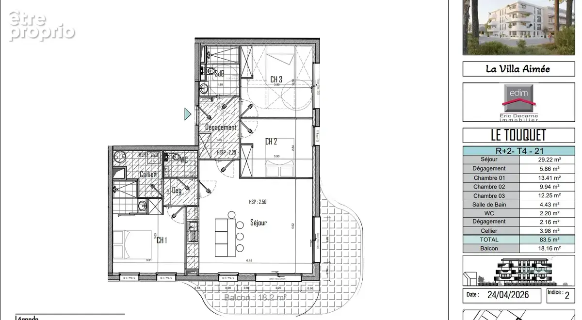Villa AIMEE à proximité de la plage superbe 4 pièces de 83.50 m2 avec une terrasse d'angle de 18.16 m2 - photo 2
