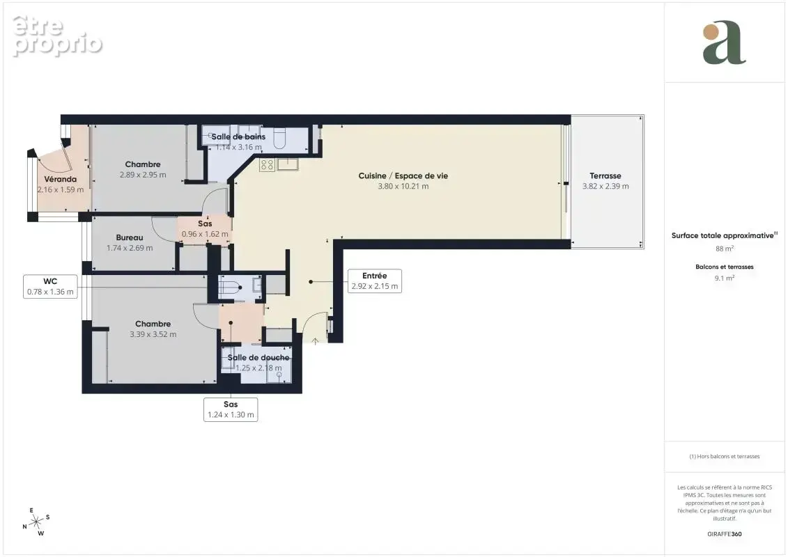 Élégant appartement rénové - 4 Pièces - Terrasse - 84m² - Vue mer panoramique - Juan-les-Pins - photo 12