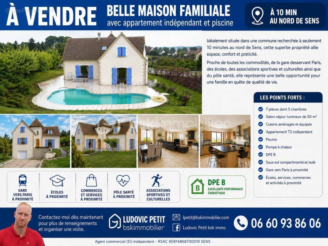 Belle maison familiale avec appartement indépendant et piscine, à 10 min au nord de Sens - photo 1