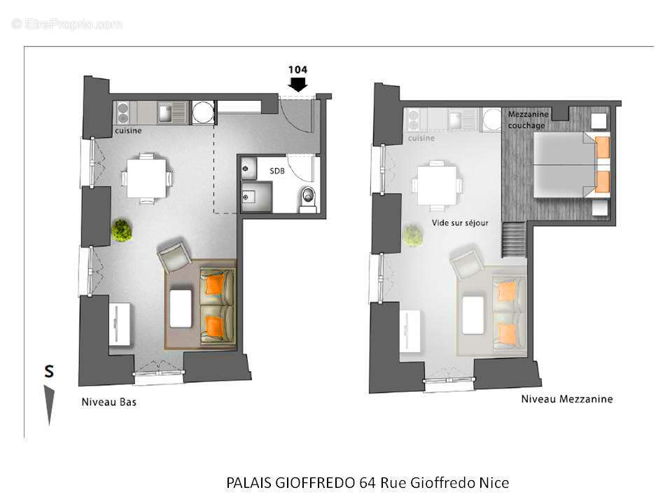 Nice Carré D'Or 1 pièce 22.62 m2 + 9.45m² Mezzanine vue place Massena - photo 9