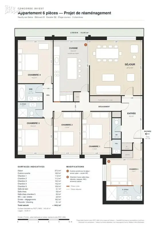 Appartement Neuilly Sur Seine 6 pièce(s) 147 m2 - 4 chbres- poss 5 - photo 3