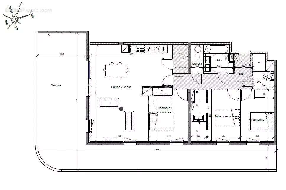 Appartement t4 avec vaste terrasse, vue degagee, arpeggio, canet en roussillon - photo 7