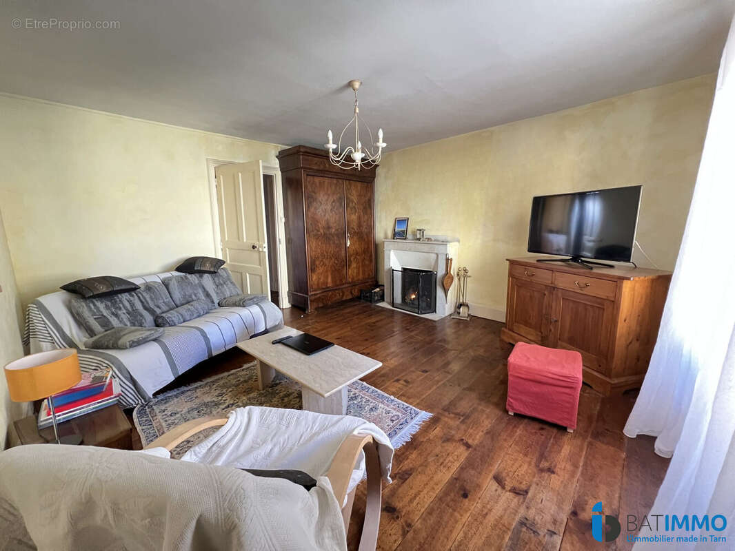 Maison principale (1er) : Salon (avec cheminée) - Maison à REALMONT