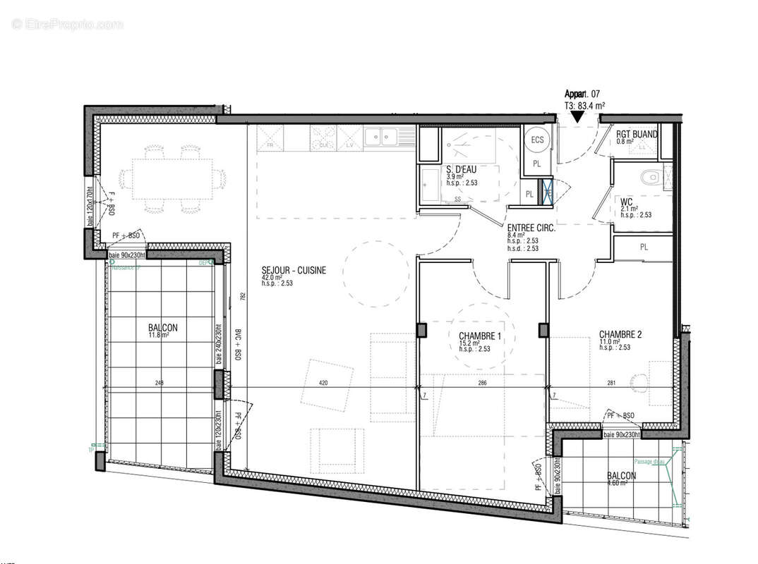 Appartement à LA TOUR-DE-SALVAGNY