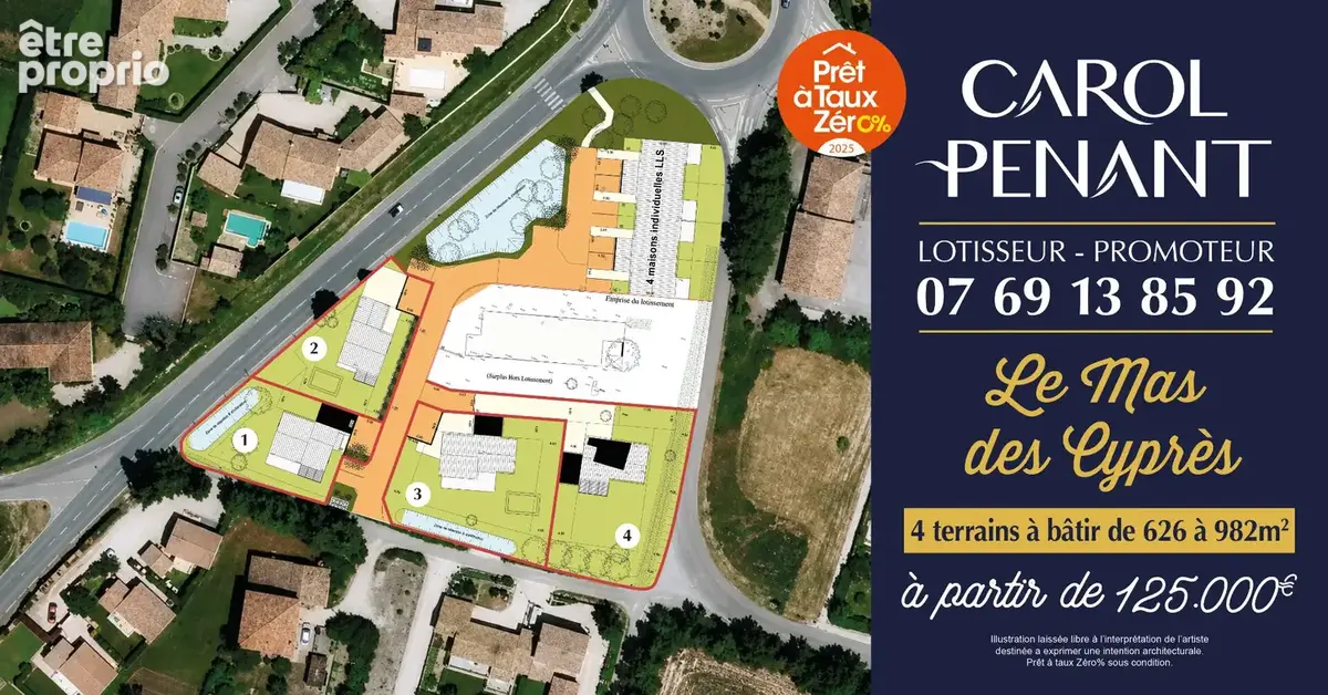 Mazan lot2 terrain a batir 626m² viabilise libre constructeur - photo 2