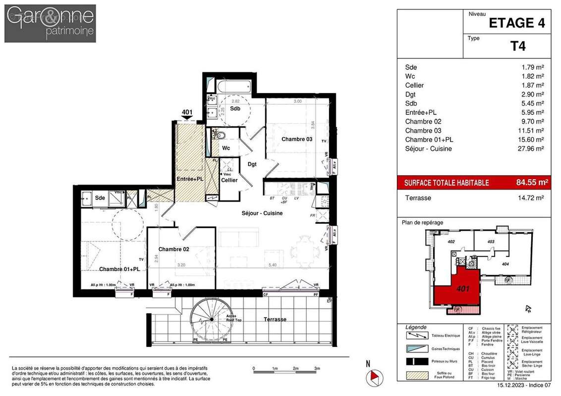 Appartement 4 pièces 85m² avec terrasse de 74m² en rooftop quartier Barrière de Paris à Toulouse - photo 3