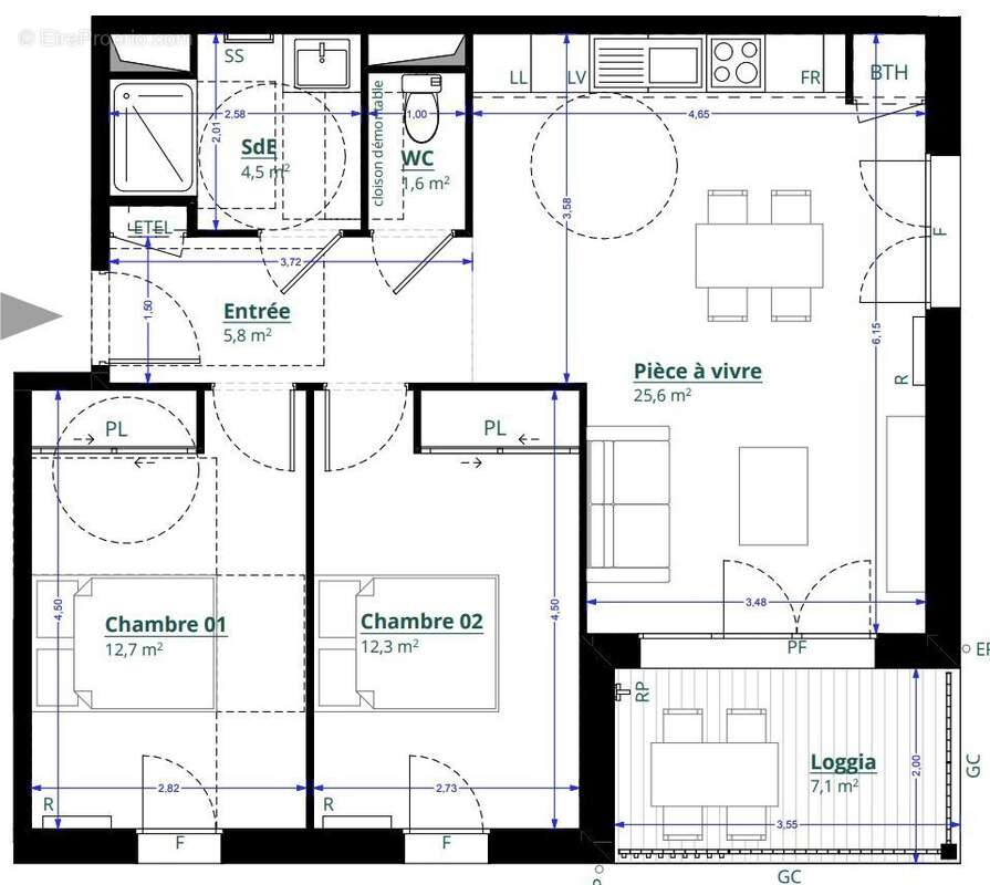 Appartement 63 m² à Leognan  - photo 2