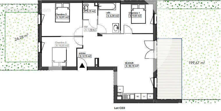 Appartement T3 de 66 m² avec jardin de 206 m² + place privative à Saint-Just - construction en cours - photo 4
