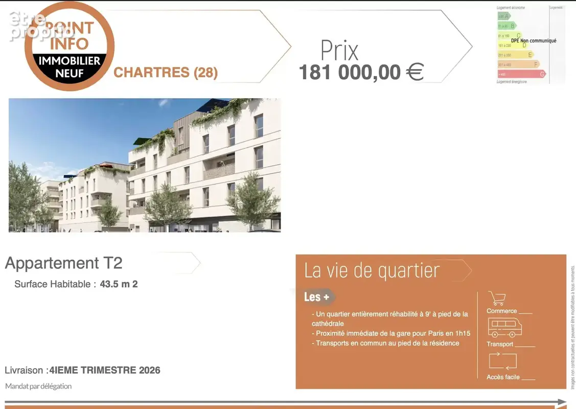 Appartement T2 neuf de 43,5 m² à Chartres - photo 1