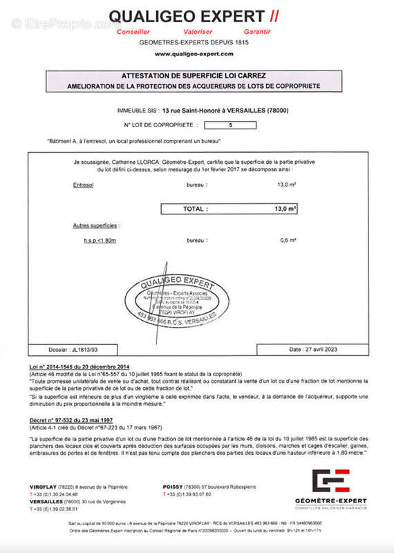 Commerce à VERSAILLES