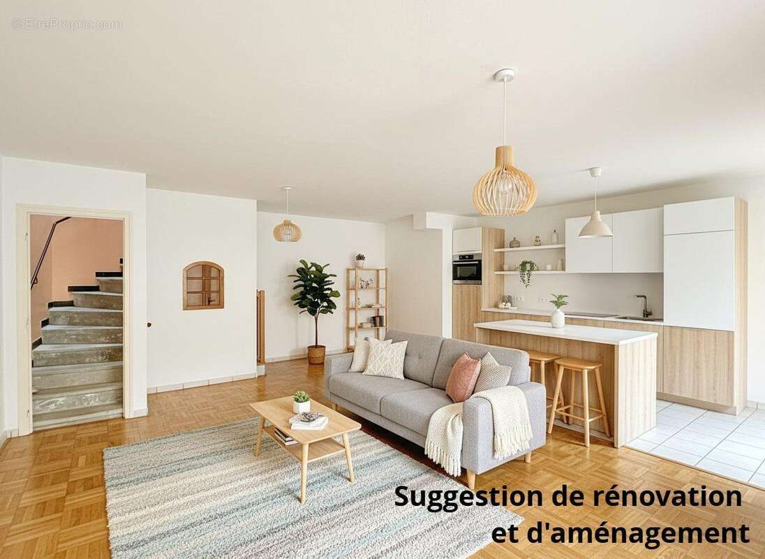 suggestion rénovation et aménagement Salon-séjour avec cuisine à créer à créer - Maison à MONTELIER